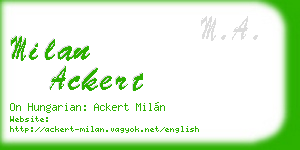 milan ackert business card